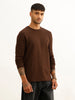 Slim Fit Textured Full Sleeve T-Shirt | Brown