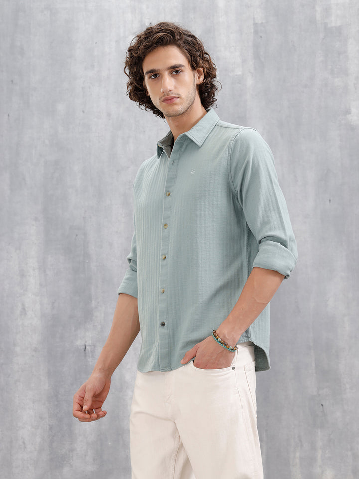 Men Casual Slim Fit Shirt | Green