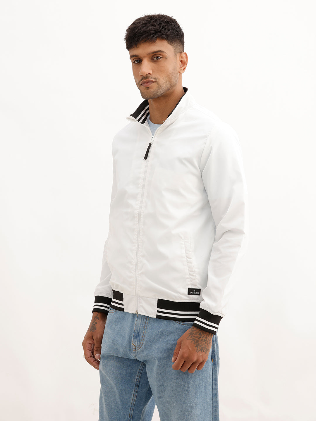 Classic Contrast Collar Jacket | White