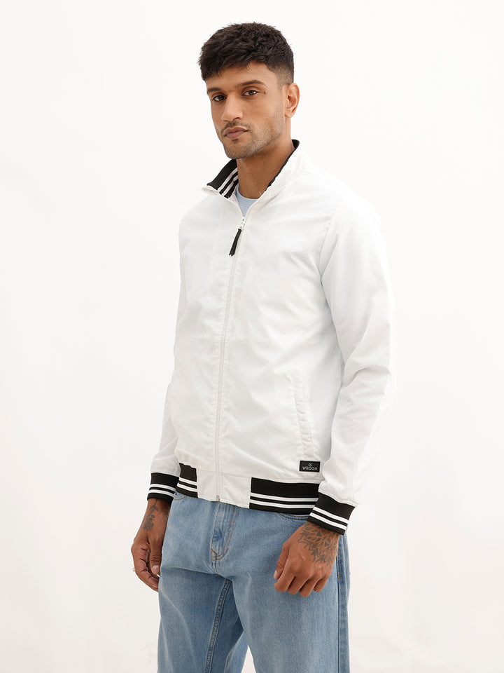 Classic Contrast Collar Jacket | White
