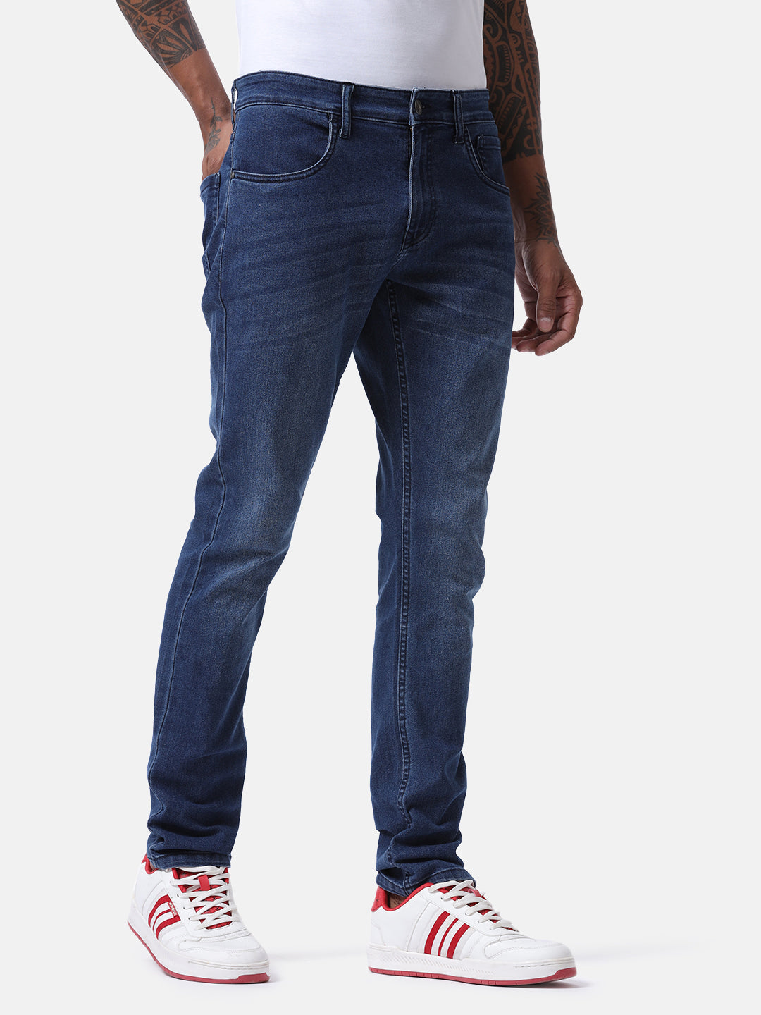 Blue Basic Five Pocket Jeans