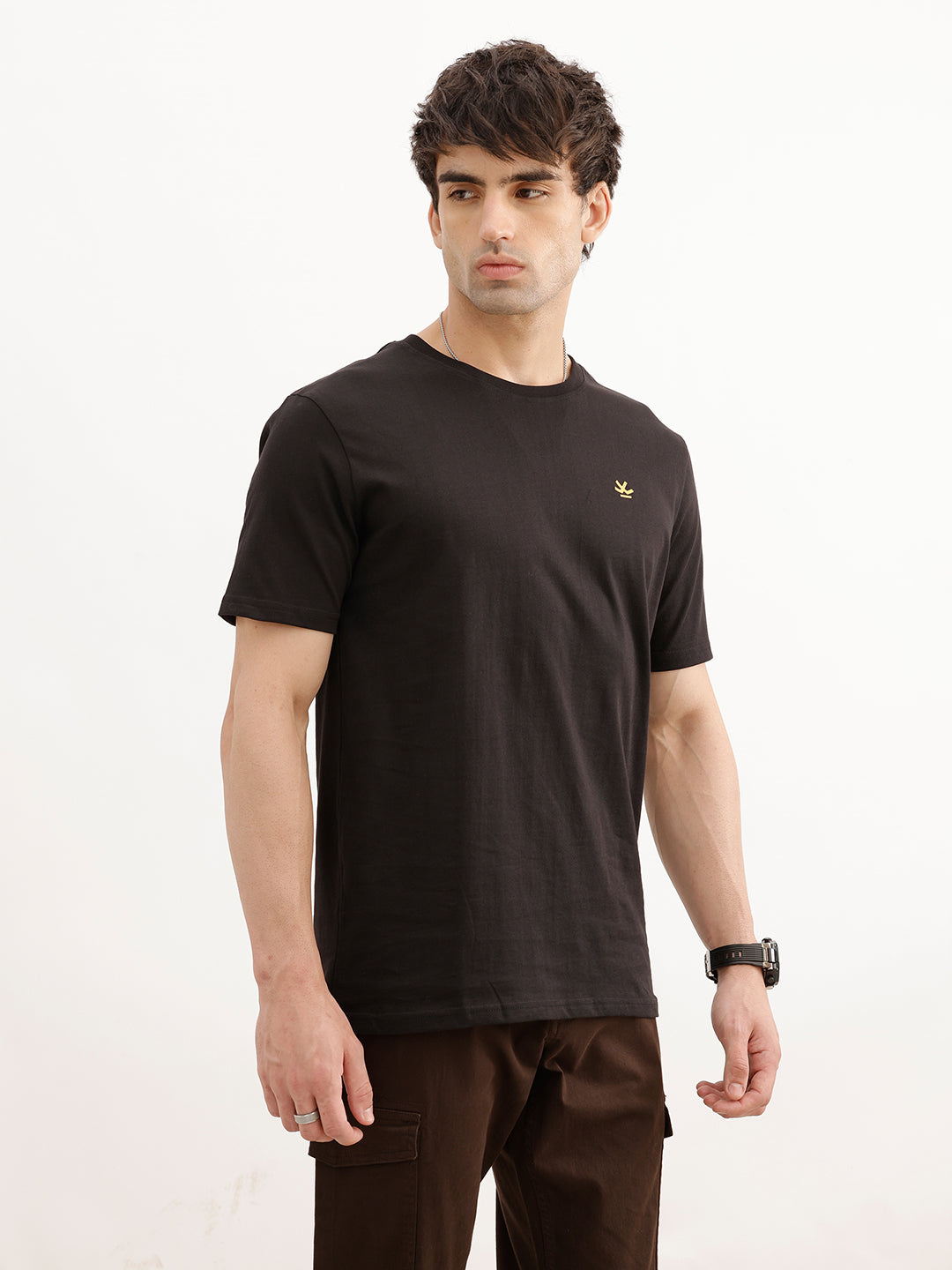 Solid Slim Fit T-Shirt | Black | WKTS9801/NS