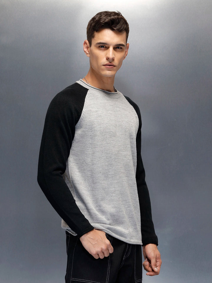 Men’s Textured Colorblock Pullover  | Grey
