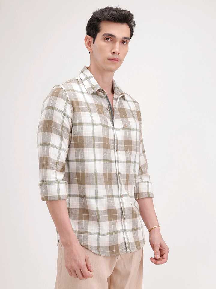 Slim Fit Checkered Shirt | Green