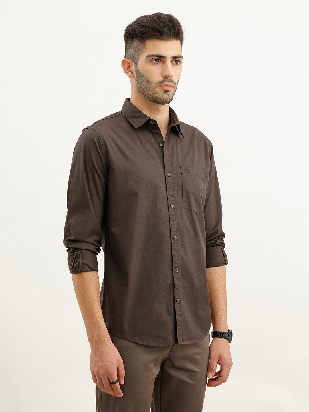 Solid Regular Fit Shirt | Dark Grey