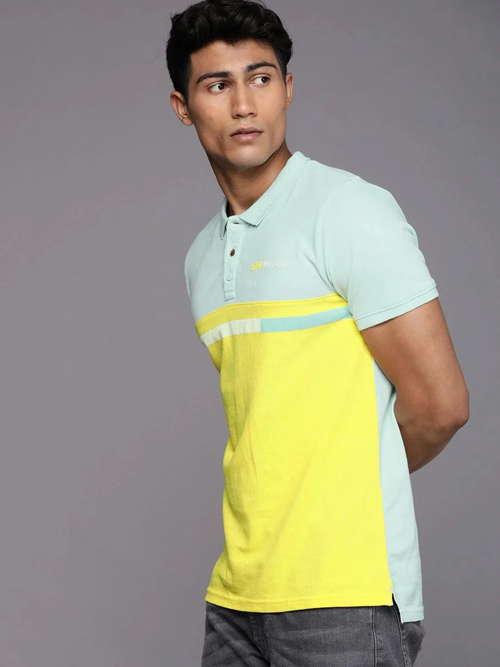 Stay Wrogn Colourblocked Polo Collar T-Shirt