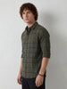 Regular Fit Checkered Shirt | Olive