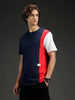 Colorblocked Regular Fit Tee for Men | Navy Blue