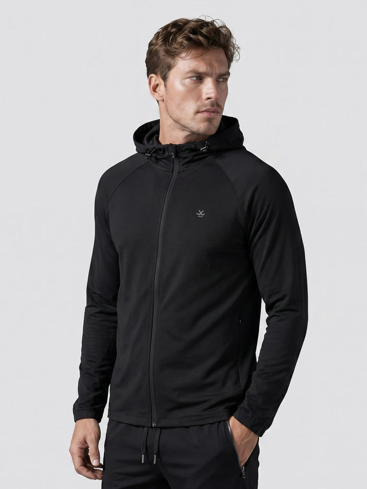 Hooded Zipper Sweatshirt | Active | Black