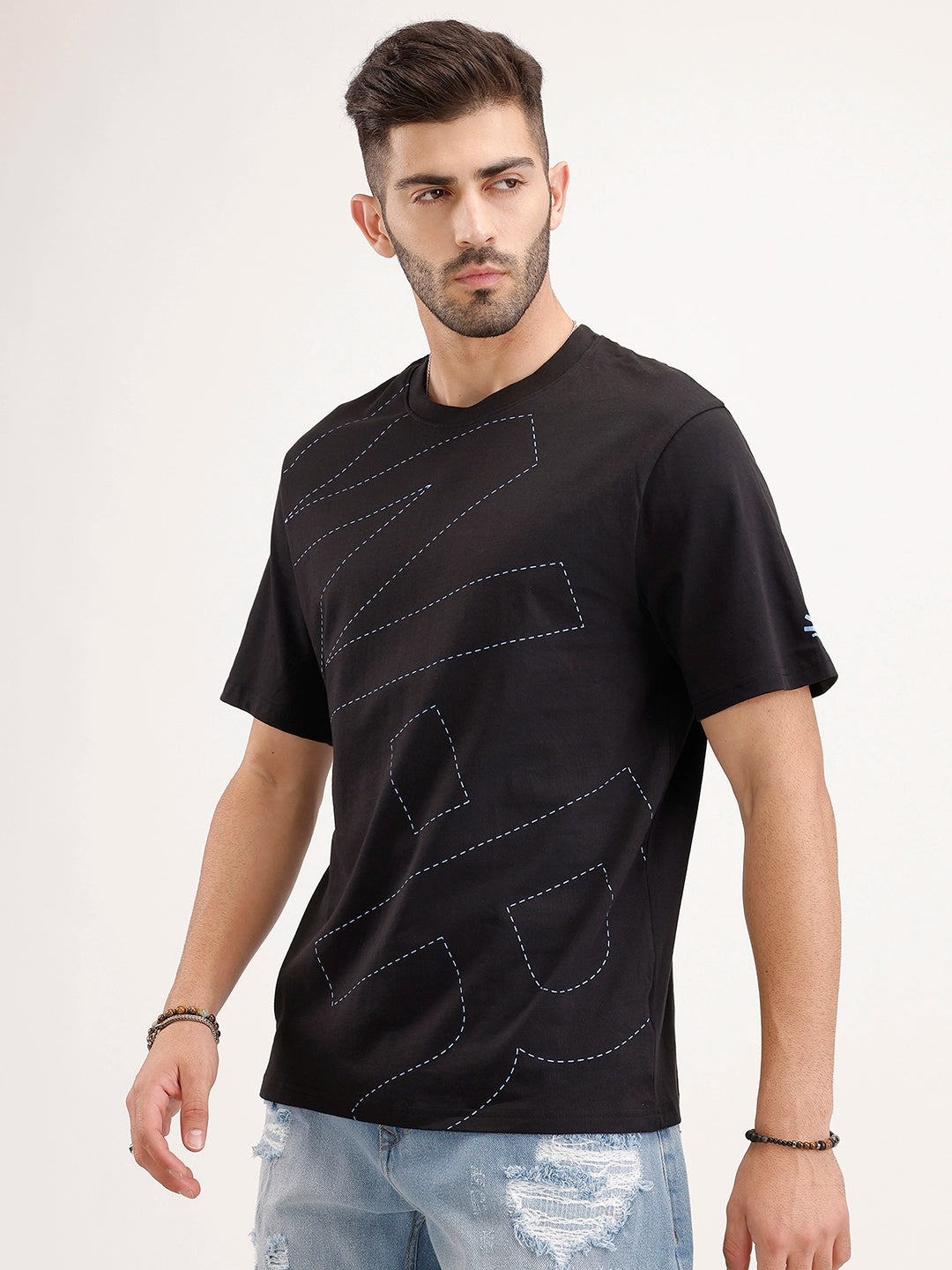 Placement Printed T-Shirt | Black