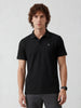 Solid Textured Slim Fit Polo T-Shirt | Black