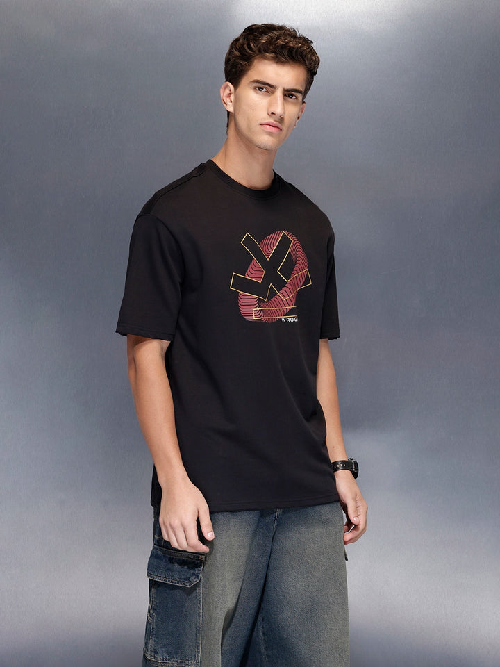Men’soversize statement print t-shirt | Black