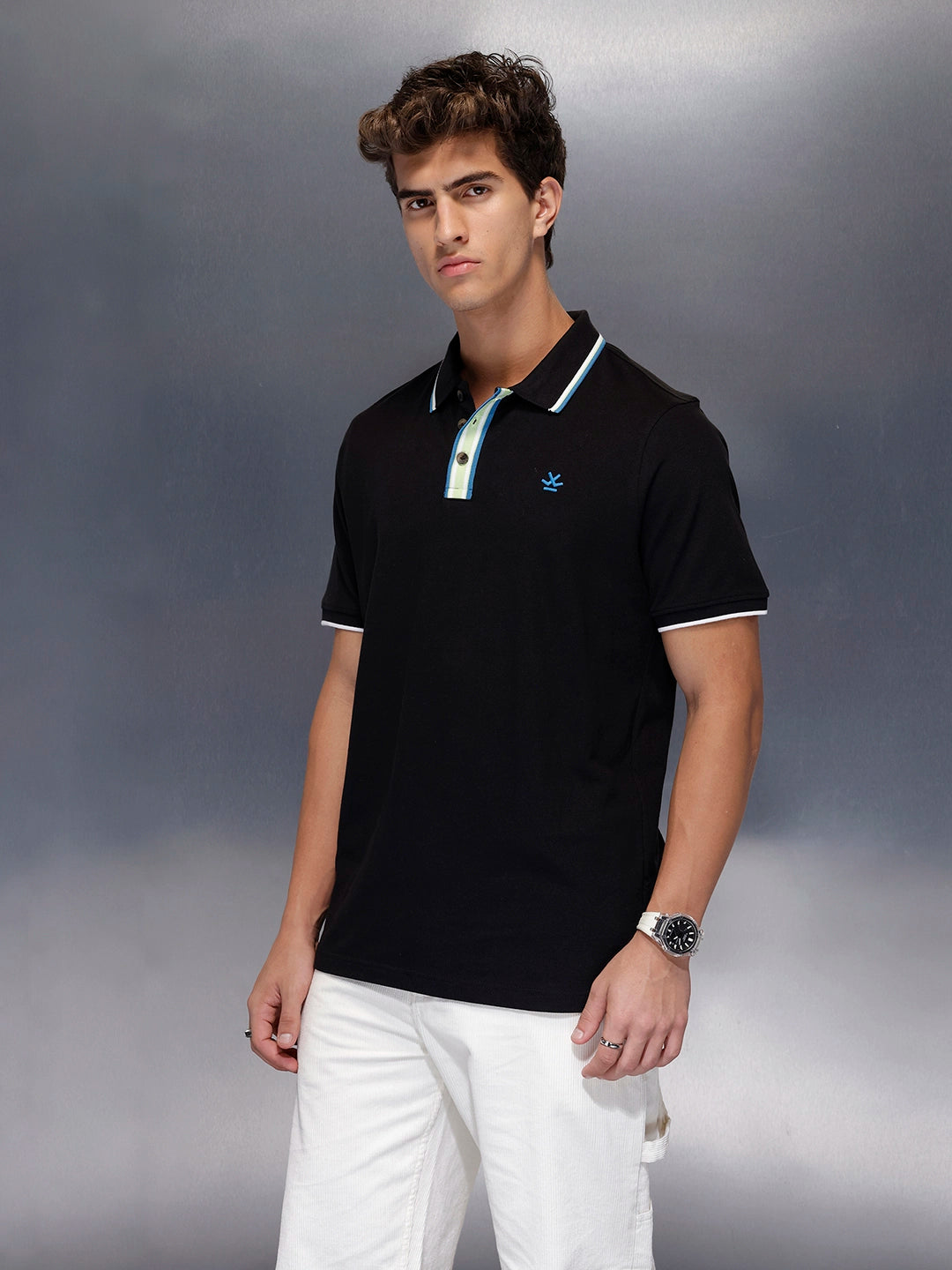 Signature Trim Detail Polo Shirt | Black