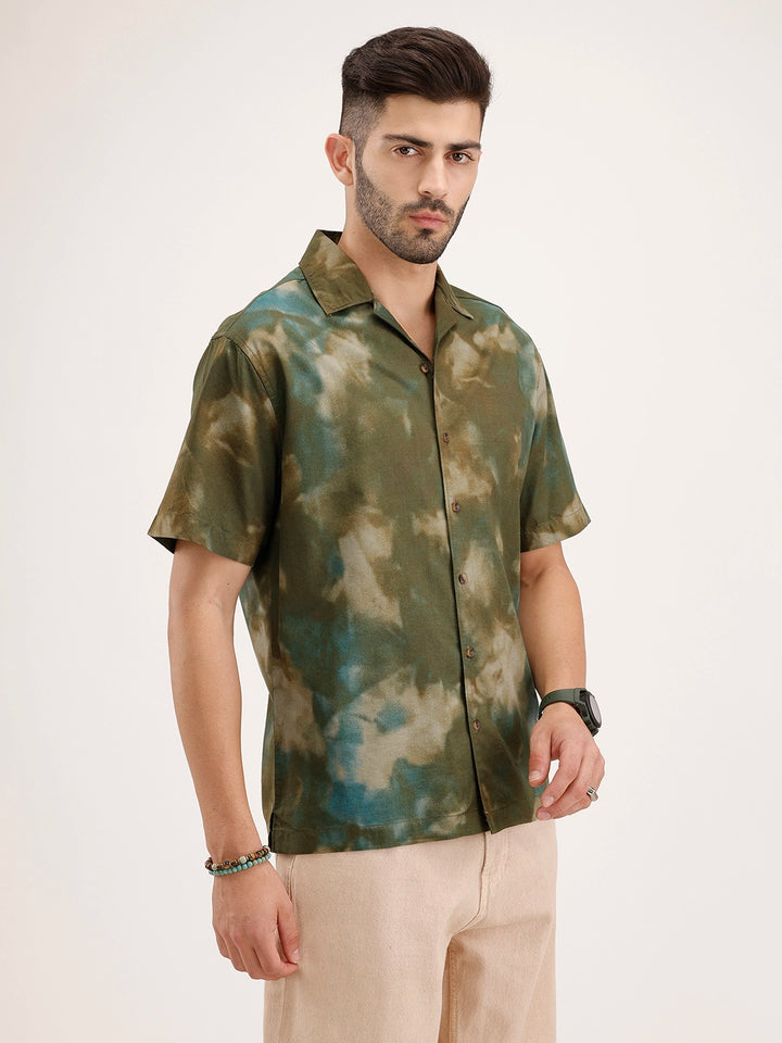Resort Collar AOP Shirt | Olive