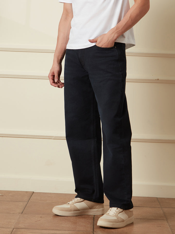 Solid Loose Fit Jeans | Black