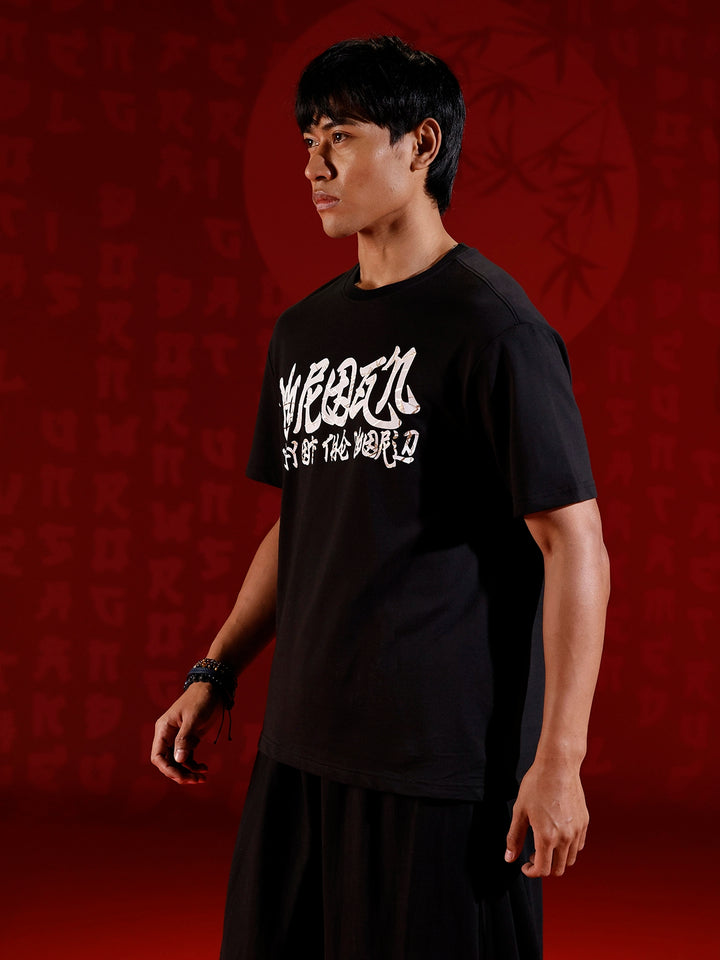 Statement front print oversized tshirt | Black