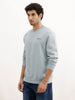 Comfort Fit Placement Printed Sweatshirt | Light Blue