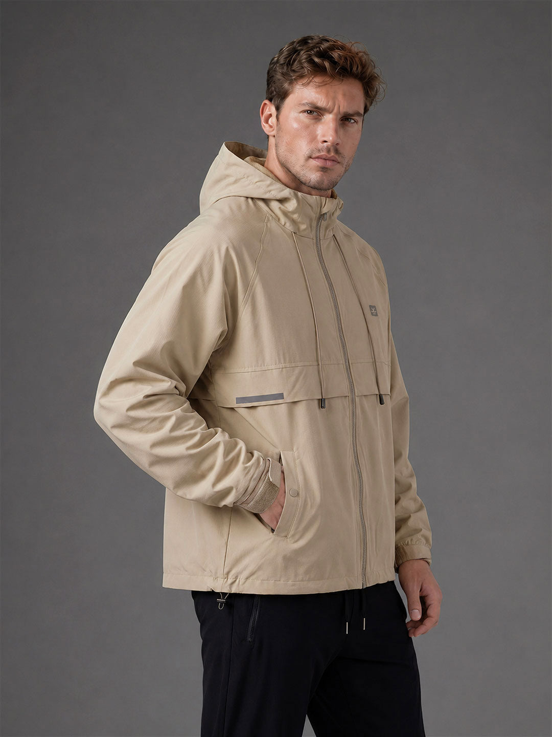 Technical Hooded Jacket | Active | Beige