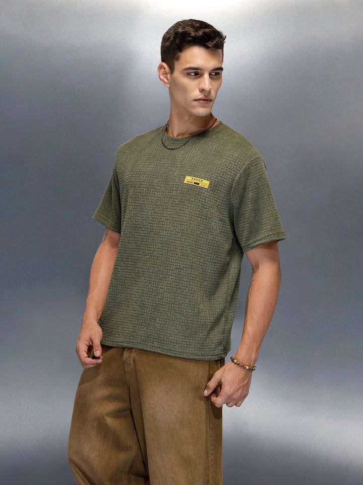 Textured Men's Casual Regualr Fit T-Shirt | Olive