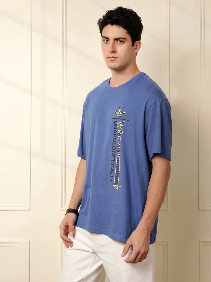 Influential Printed Blue Oversized T-Shirt