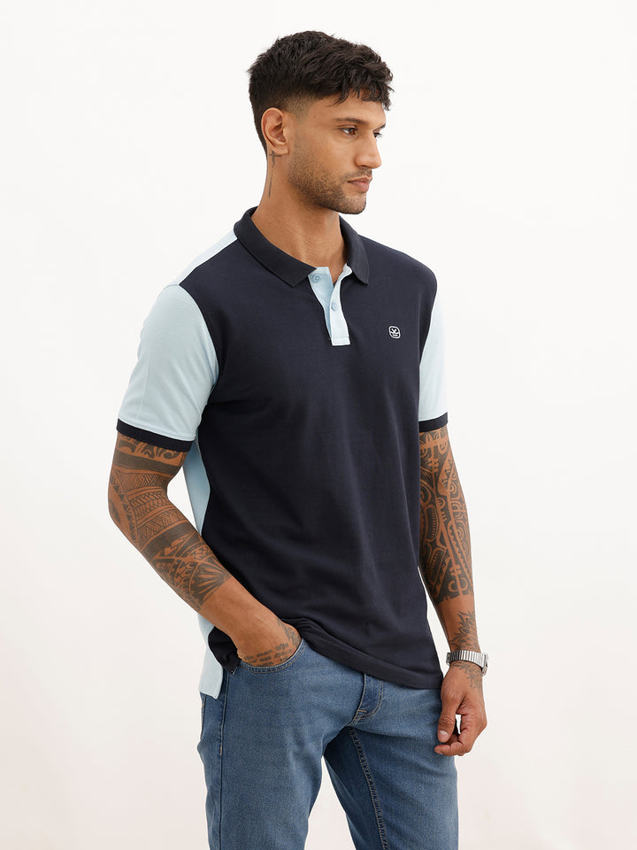 Solid Regular Fit Polo T-Shirt | Navy Blue
