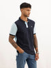 Slim Fit Panel Printed Polo T-Shirt | Navy Blue