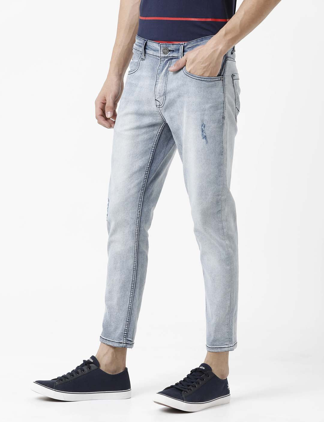 Mildly Distressed Sky Blue Jeans – Wrogn