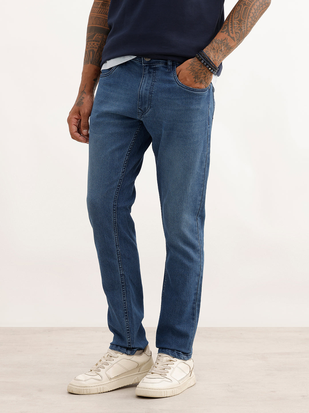 Solid Slim Fit Denim Jeans | Dark Blue
