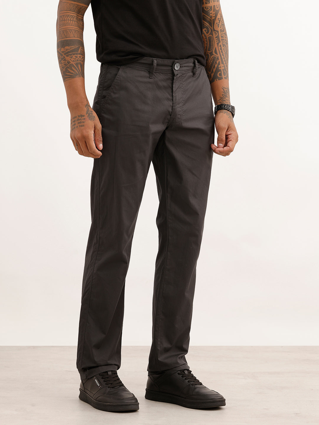 Solid Slim Fit Trouser | Grey