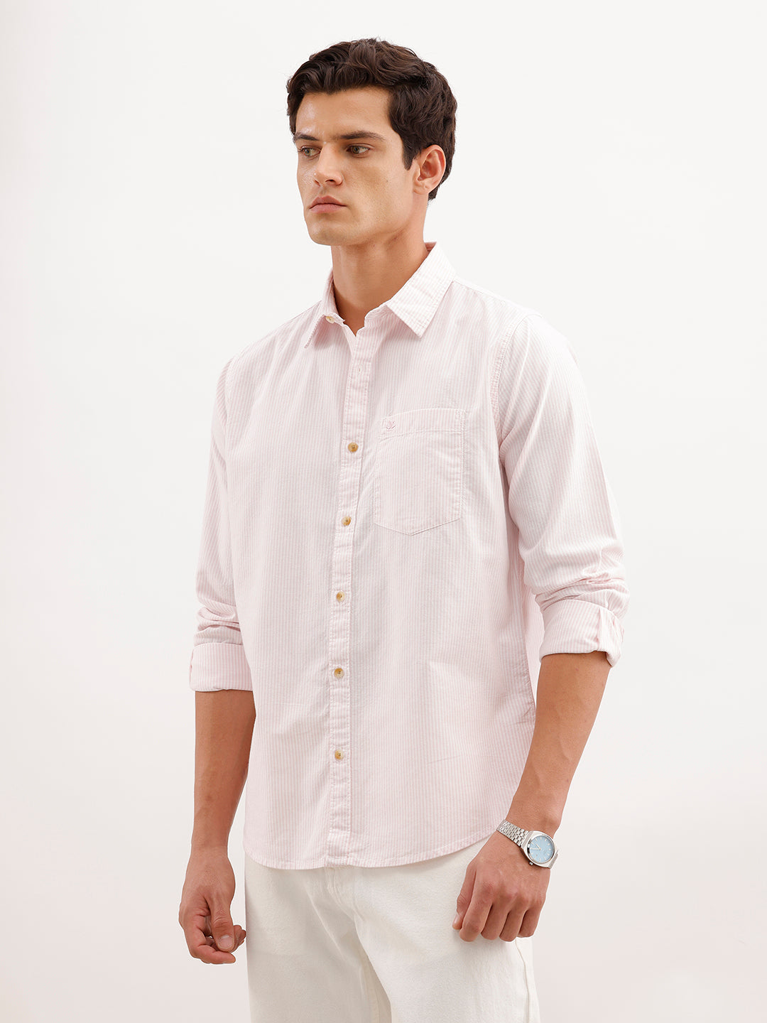 Regular Fit Striped Shirt  | Pink