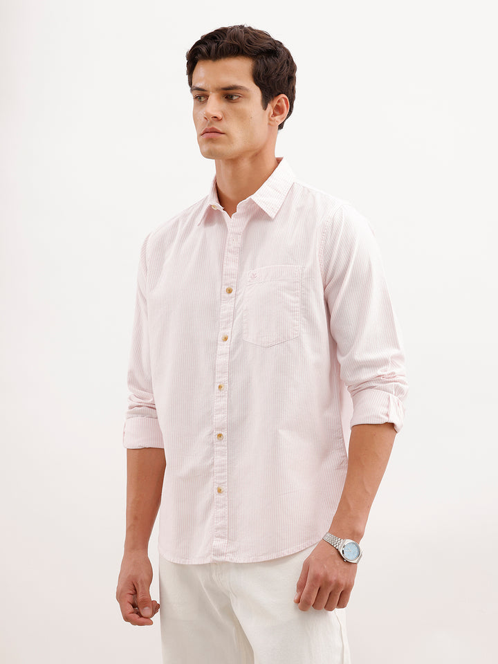 Regular Fit Striped Shirt  | Pink