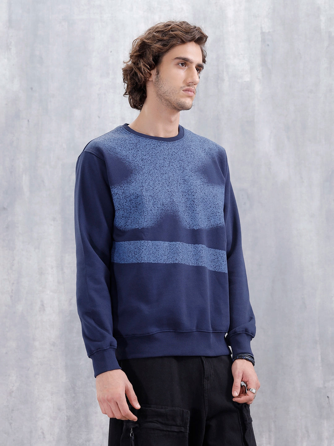 Men's Graphic Printed Sweatshirt | Navy Blue