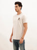Slim Fit Emroidered Patch Detail T-Shirt | Beige