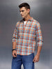 Men's slim fit checked shirt | Orange