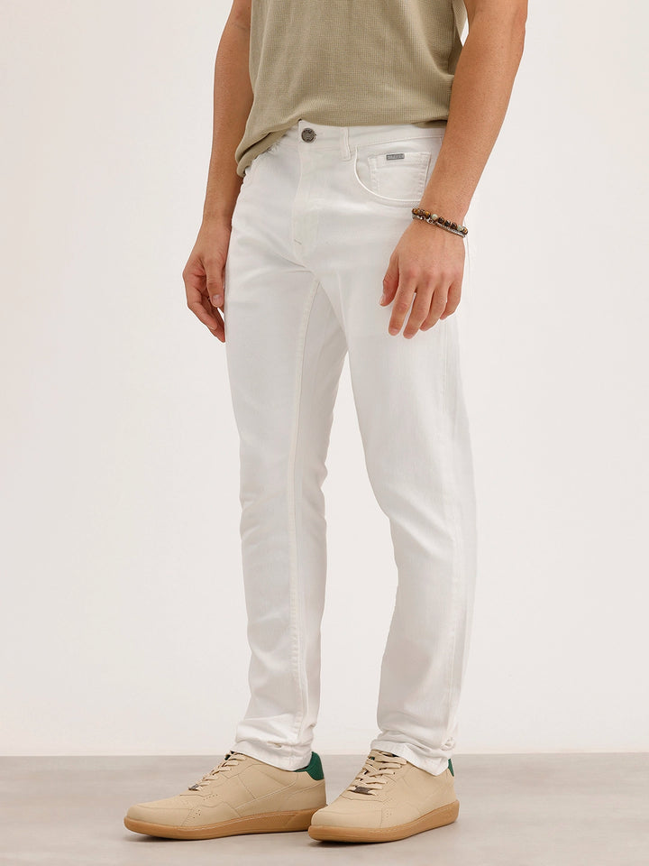 Solid Slim Fit Denim Jeans | White
