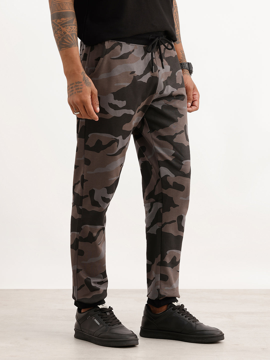 Slim Fit AOP Knitted Jogger | Black