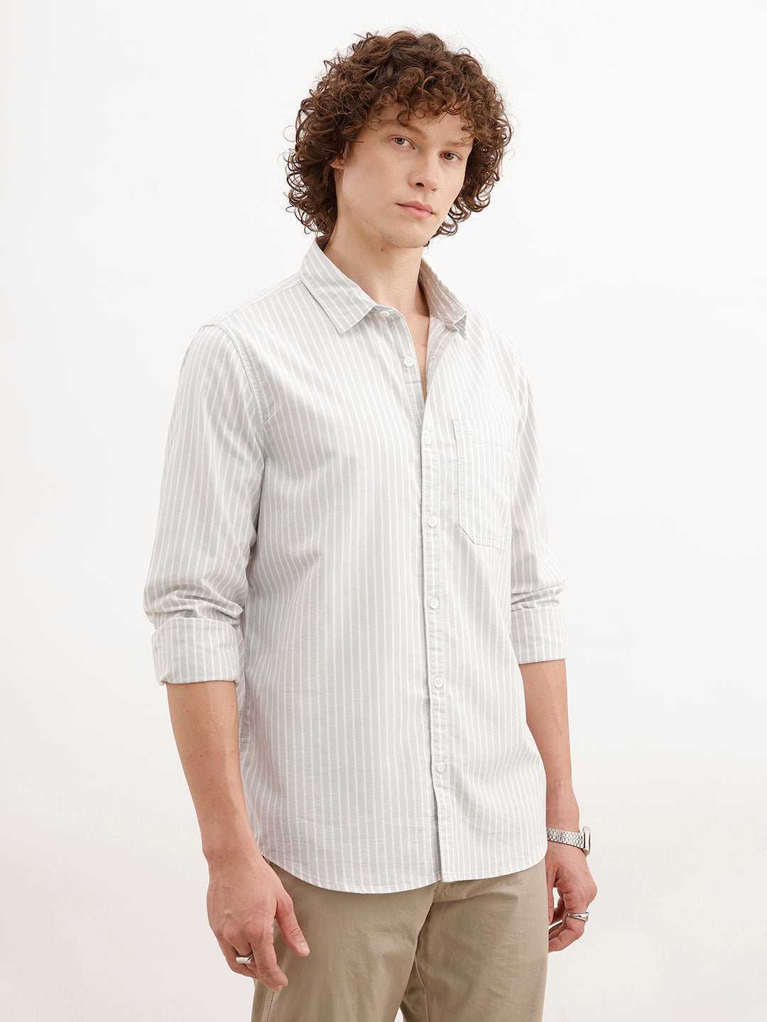 Classic Slim Fit Striped Shirt | Grey