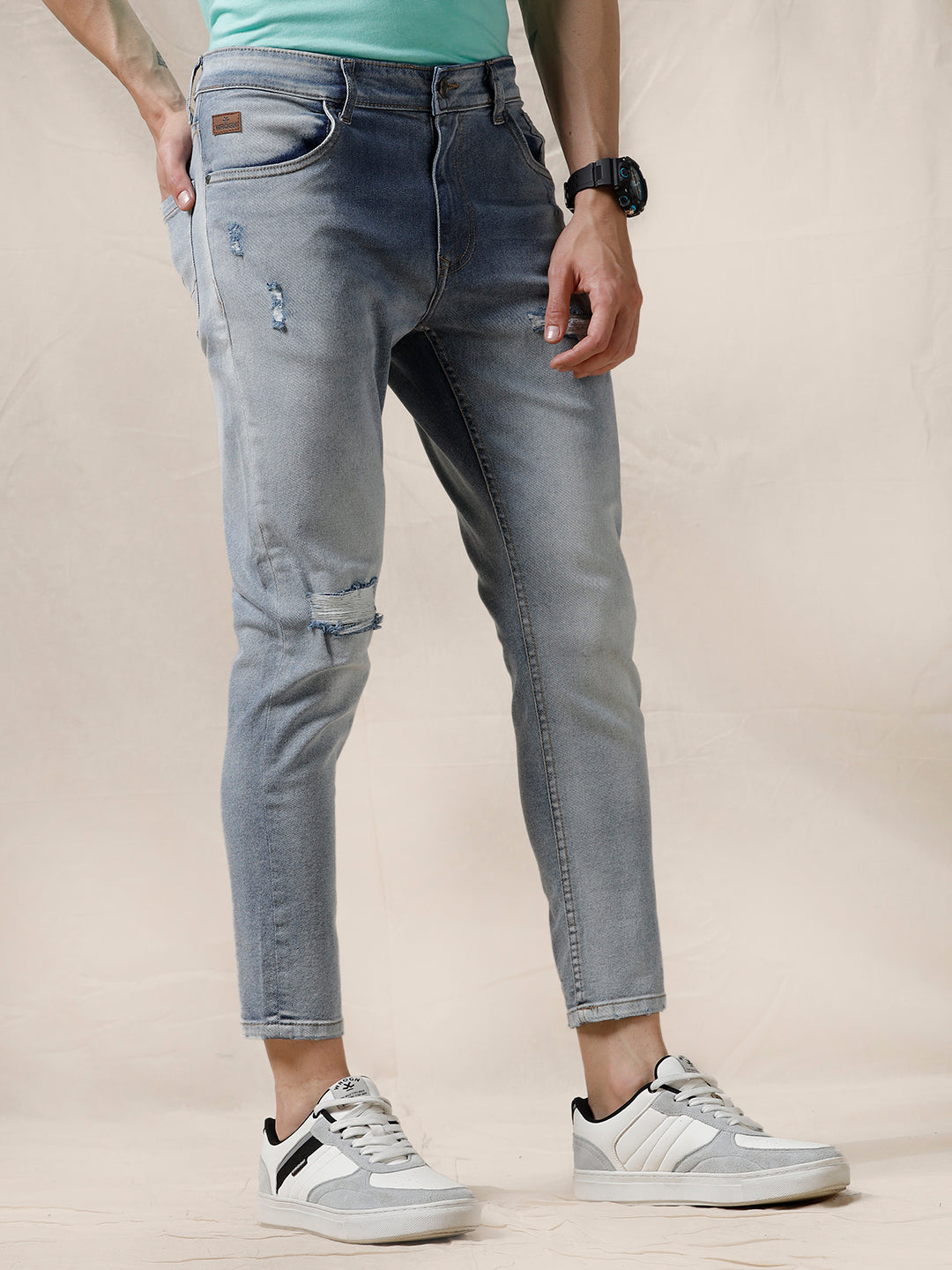 Acid Washed Distressed Jeans