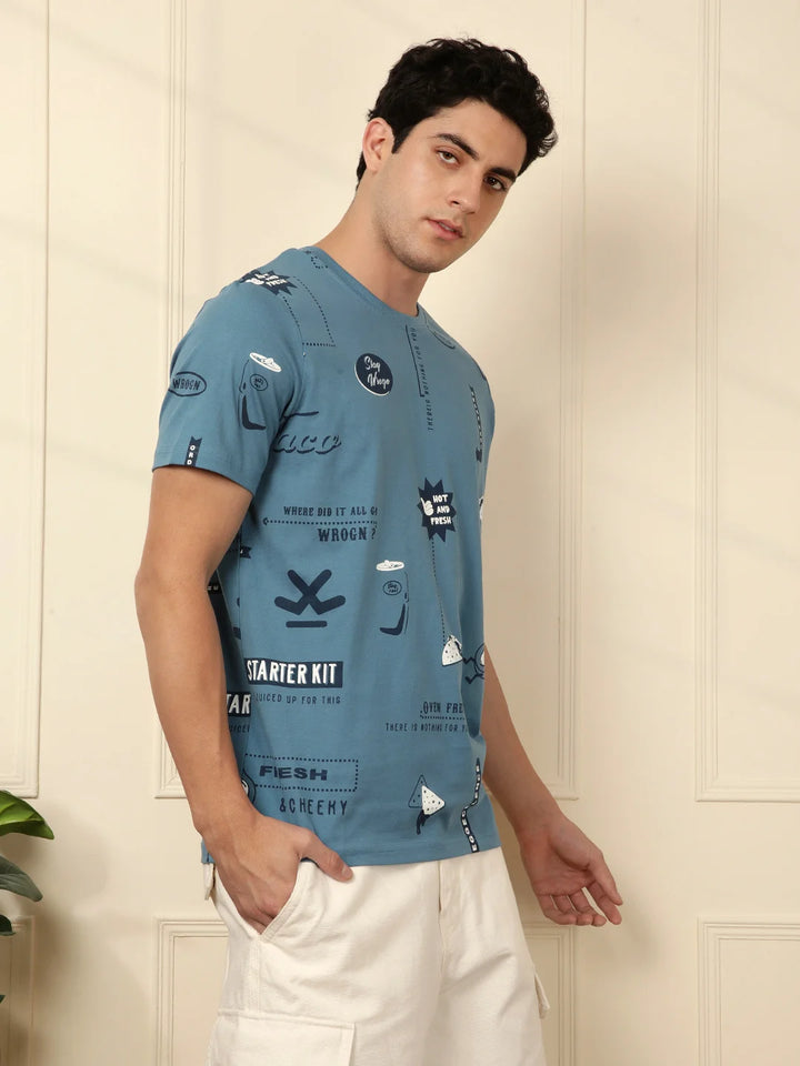 Wrogn Order AOP Blue T-Shirt