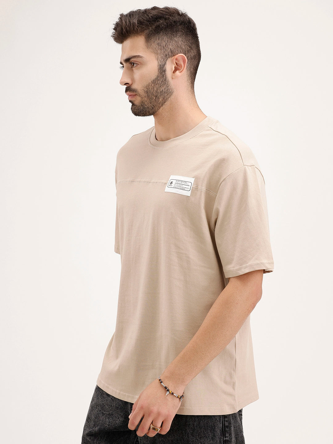 Solid Oversized Cut & Sew T-Shirt | Khaki