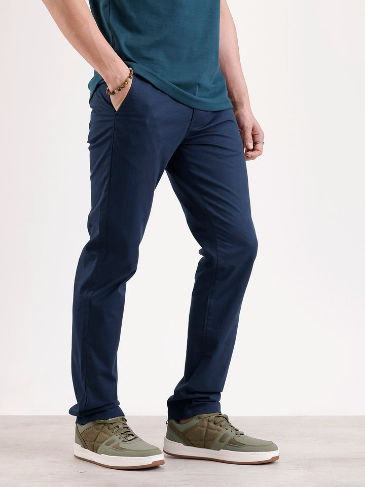 Solid Slim Fit Trouser  | Navy Blue