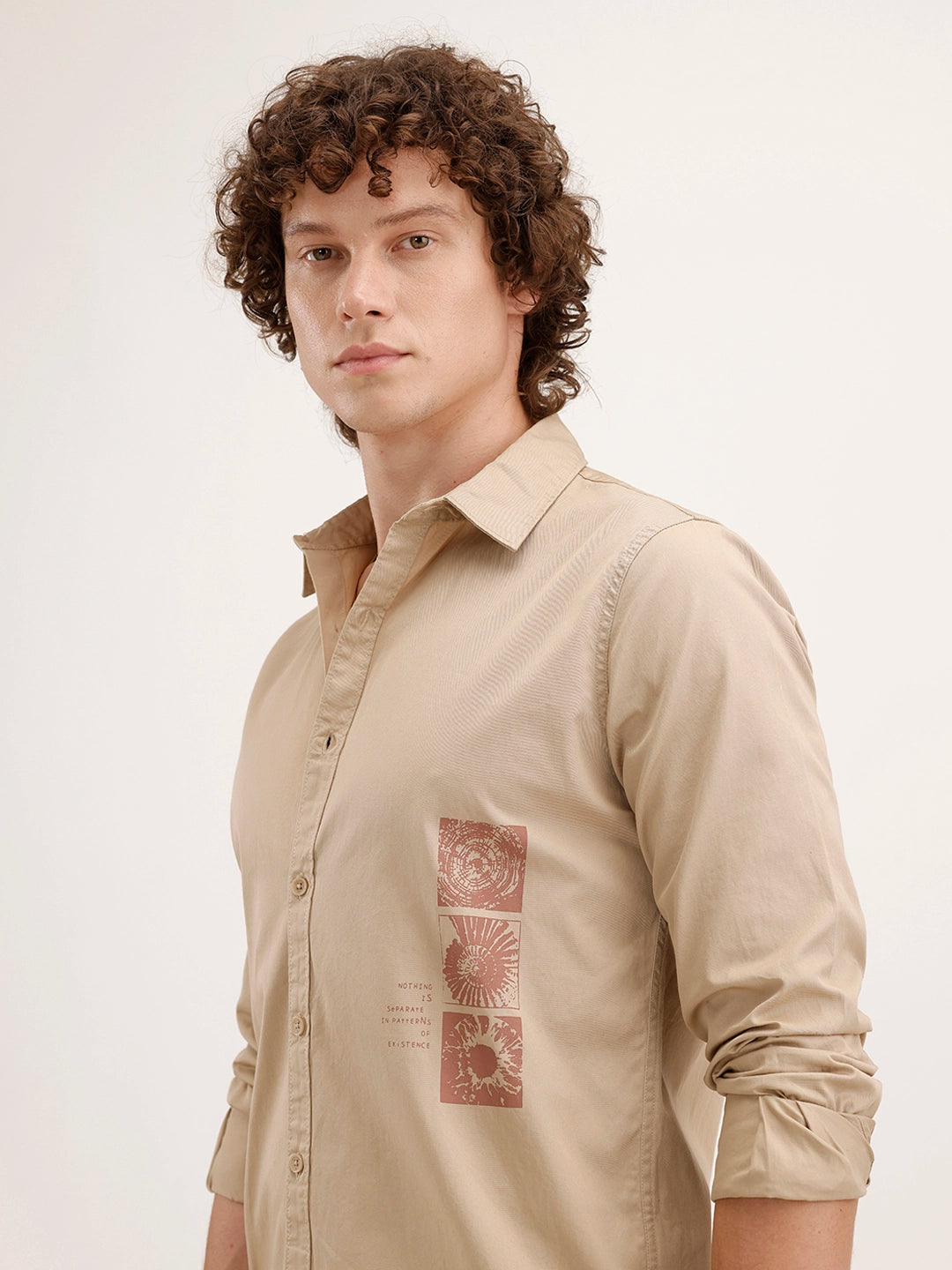 Regular Fit Placement Printed Shirt | Beige