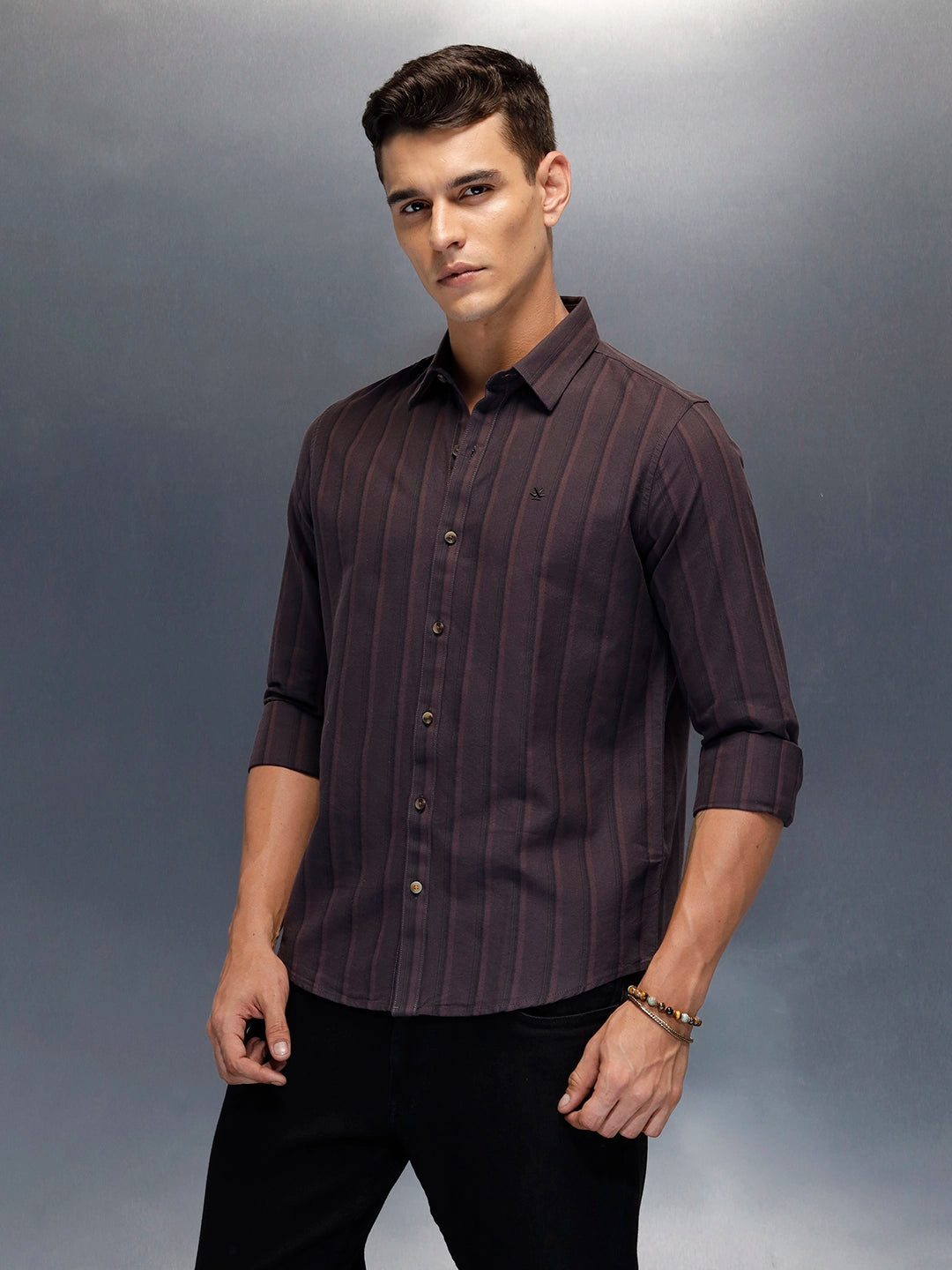 Men's casual striped pattern shirt | Purple