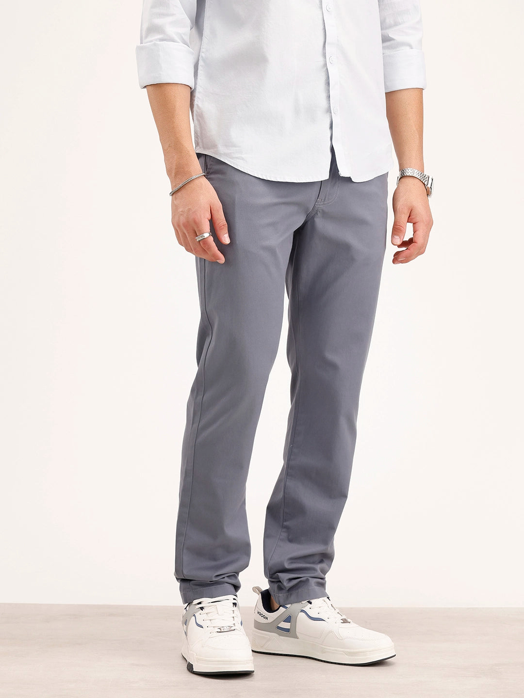 Solid Slim Fit Trouser   |  Grey
