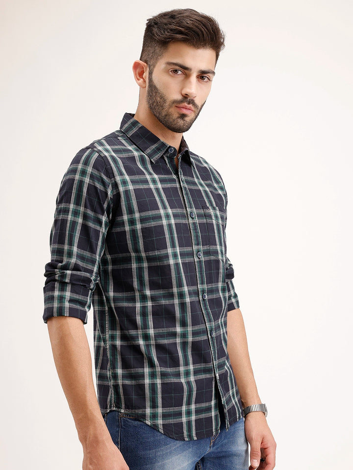 Regular Fit Checkered Shirt | Green