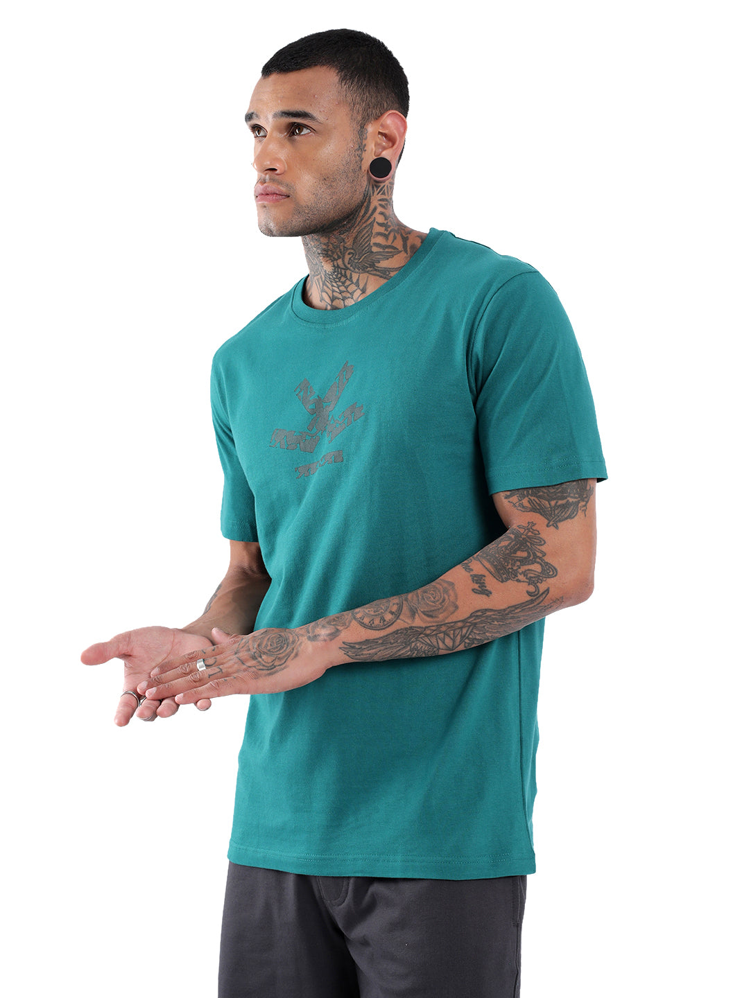 Teal Basic Logo Printed T-Shirt