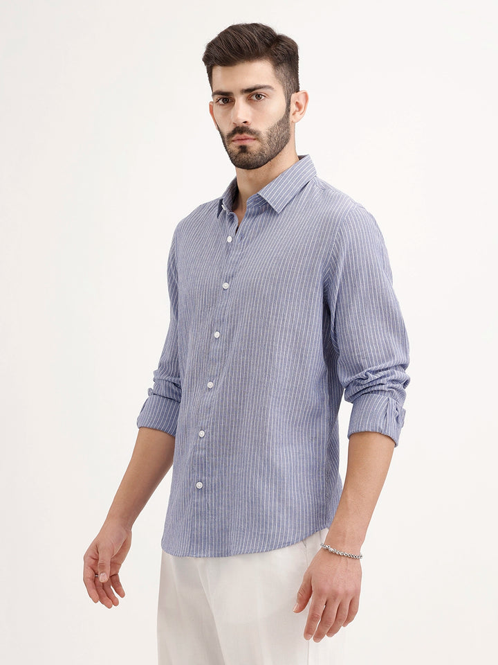 Slim Fit Striped Shirt | Blue