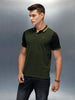 Colourblock Causal Men's Polo Neck T-Shirt | Olive