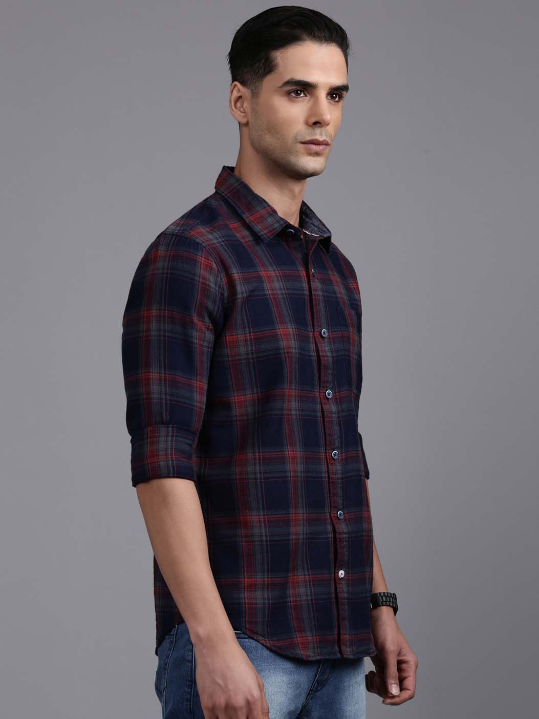 Red on Blue Checked Shirt