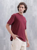 Mythical Faces Oversized Cotton Back Print T-Shirt | Maroon